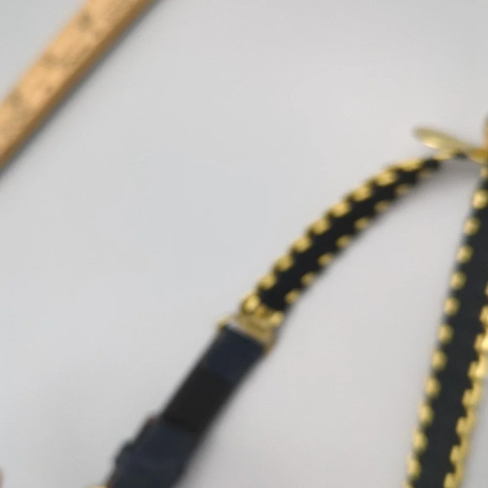VTG 80s Gold Roman Coin Belt Snake Embossed Vinyl‎ Navy Chain Womens Size Small